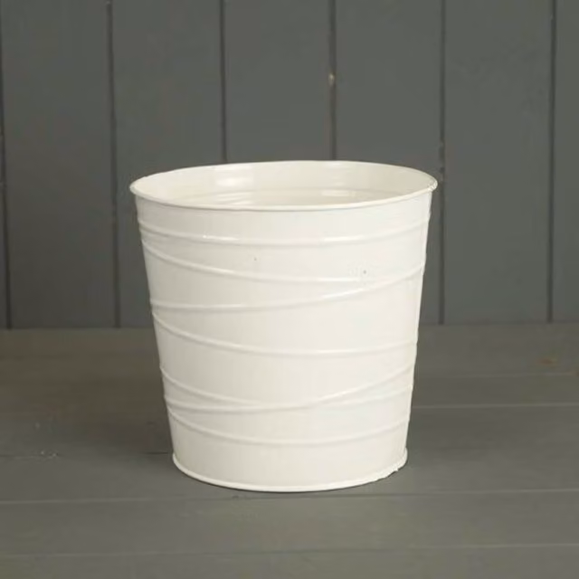 KDMD Round Metal Tabletop Plant Pot in White