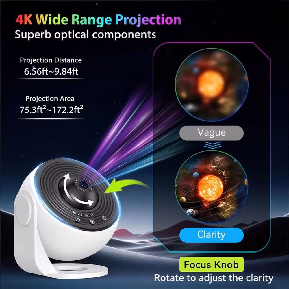 SPETLEK Planetarium Galaxy Starry Sky Projector 14in1 Night Light, White and Multicolour Tabletop Round Plastic Design – 3