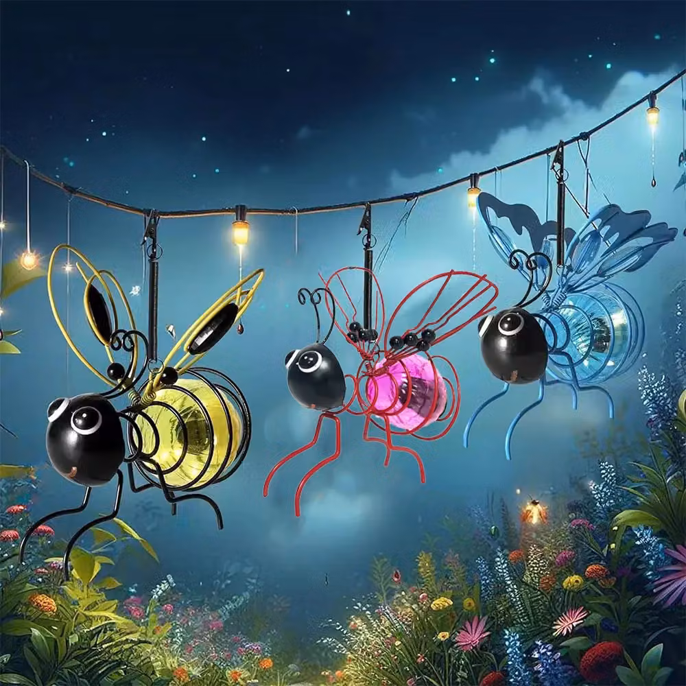 Leaper Solar Powered LED Hanging Insect Garden Ornament in Gold/Brass – 2