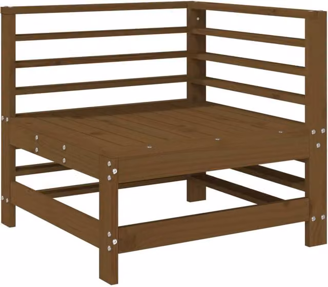 Berkfield Home Beautiful Garden Corner Sofa Set in Honey Brown Solid Pine Wood