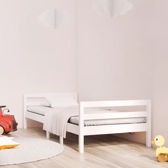 Berkfield Home Single Bed Frame in White Solid Pine Wood, W/D/H: 90 x 190 cm