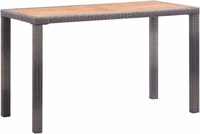 Berkfield Home Garden Table in Anthracite and Brown Solid Oiled Acacia Wood, W/D/H: 123 x 60 x 74 cm