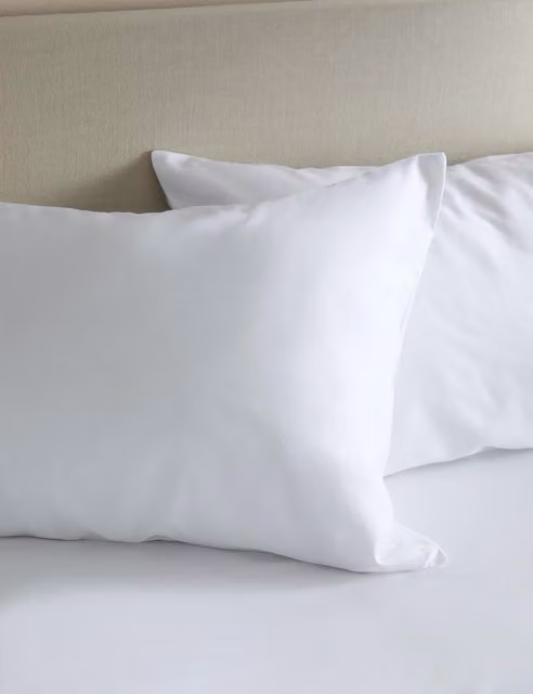M&S 2 Pack Ultimate Soft and Silky Lyocell Pillowcases in White with Zip Closure