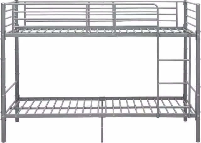 Berkfield Home Elegant Two-Level Bunk Bed in Grey Metal, W/D/H: 90 x 200 cm