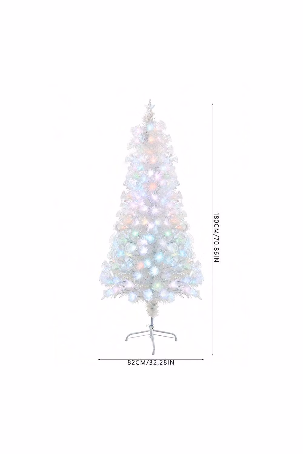 Garden Sanctuary 1.8m Pre-Lit LED Artificial Christmas Tree in White with Foldable Metal Stand – 4