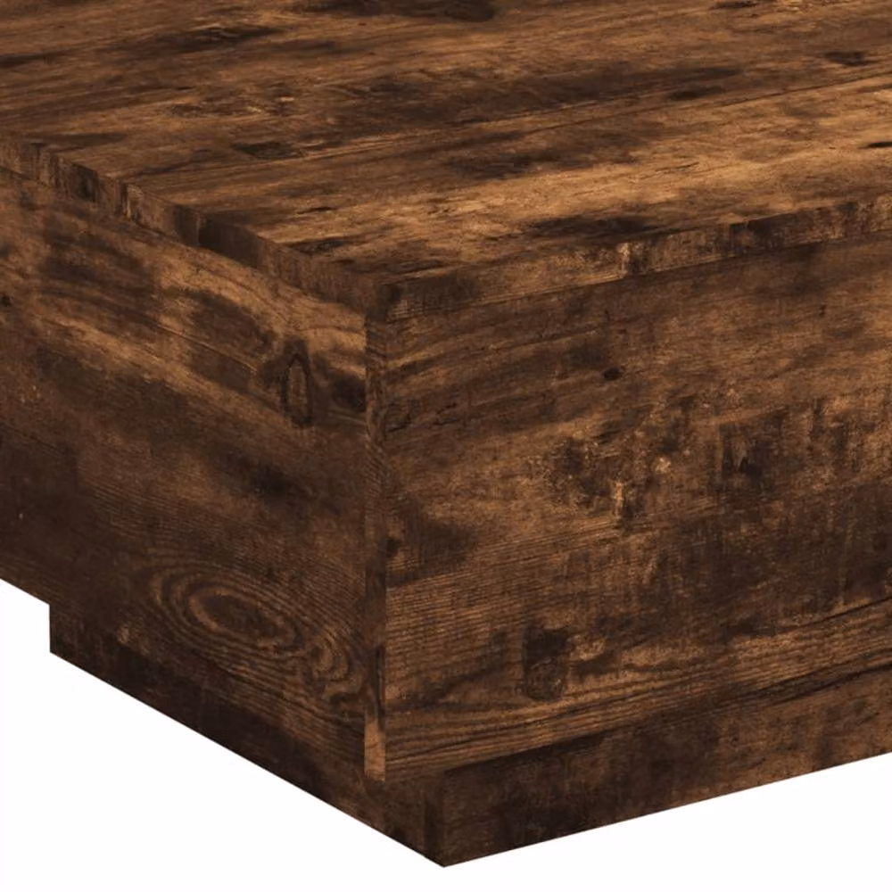 Berkfield Home Modern Square Coffee Table with LED Lights in Smoked Oak Brown, W/D/H: 55 x 55 x 31 cm – 5