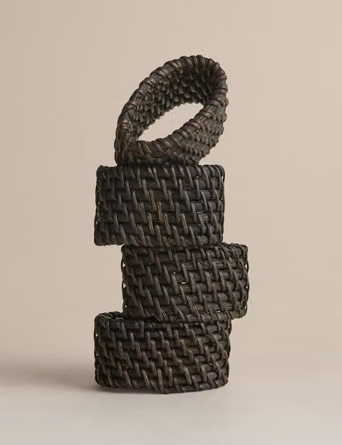 M&S Set of 4 Black Rattan Oval Napkin Rings