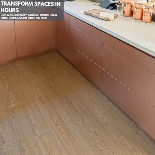 Novecrafto Self Adhesive Wood Look Vinyl Floor Planks, 7 Pack, Beige Grey, W: 91.4 cm, D: 15.2 cm – 3