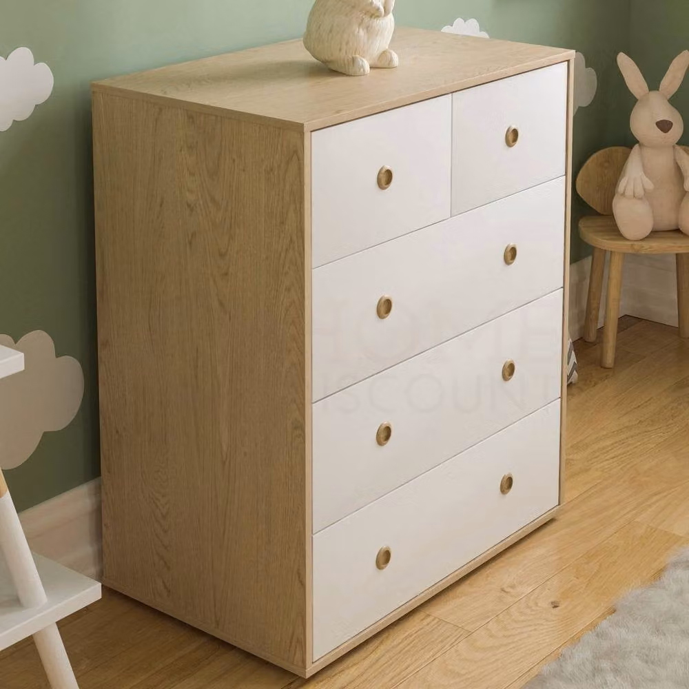 HD Designs Neptune Set of 2 Five Drawer Chests for Childrens Bedrooms in White – 2