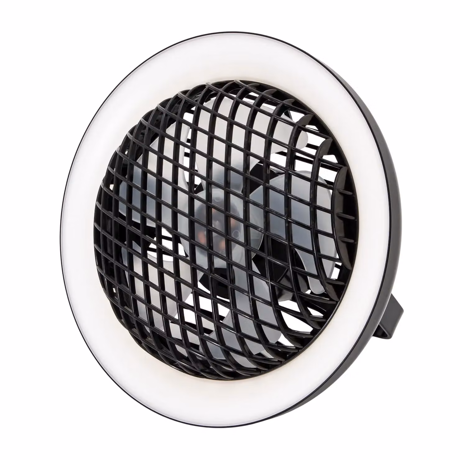 Happy Homewares Rechargeable 3 Speed Desk Fan with Dimmable LED Halo Ring Light in Black – 2