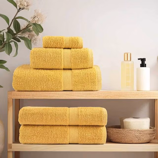 Berkfield Home SOLUND Premium Cotton Terry Towels, Gold, 2 Pack, W: 100 cm, L: 200 cm, 600gsm