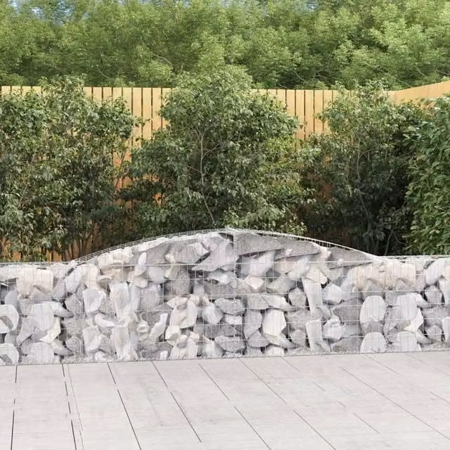 Berkfield Home Arched Gabion Baskets, 4 Piece Set, Silver Galvanised Steel, W: 400 cm, D: 30 cm, H: 60-80 cm – 1