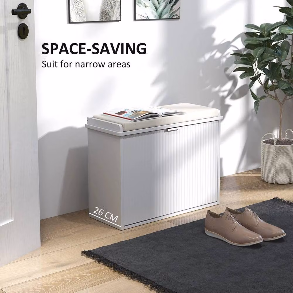 PAWNORA Shoe Storage Bench in White and Gold – 2