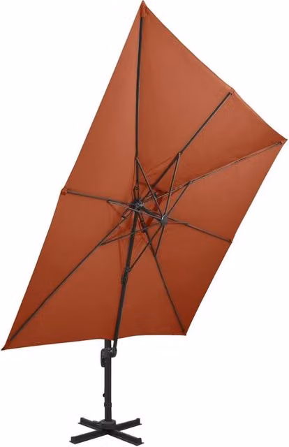 Berkfield Home Durable Cantilever Umbrella with Double Top in Burnt Orange, W/D/H: 300 x 300 x 258 cm