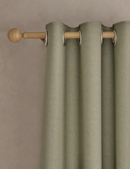M&S Sage Green Thermal Insulating Blackout Eyelet Curtains