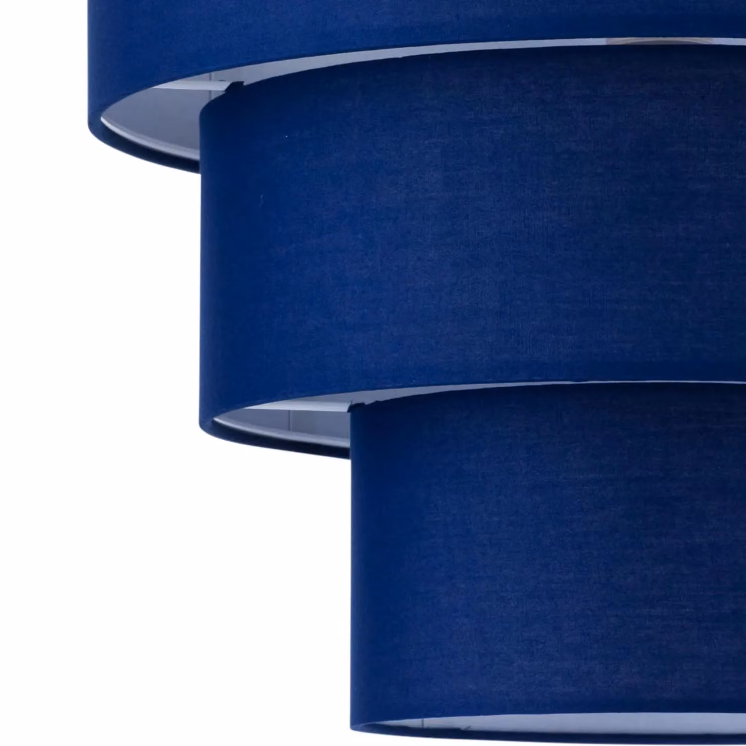 First Choice Lighting Barty Navy Blue Fabric Tiered Cylinder Pendant Shade, Diameter: 38 cm – 2