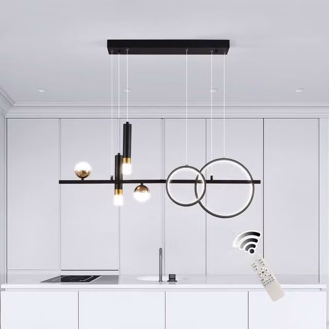 NIVOR 6 LED Linear Pendant Kitchen Island Spotlight Lamp, Dimmable and Adjustable, Black – 1