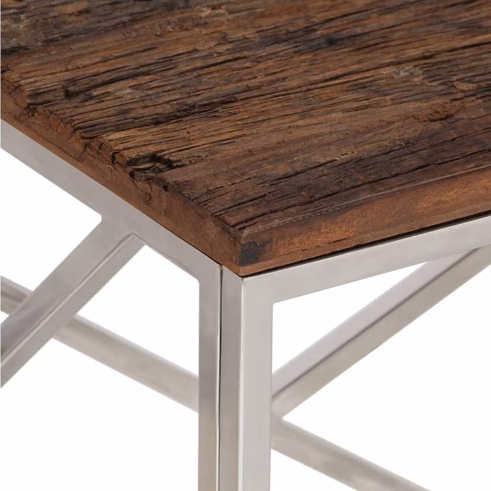 Berkfield Home Modern Rectangular Coffee Table in Silver Stainless Steel and Wood – 4