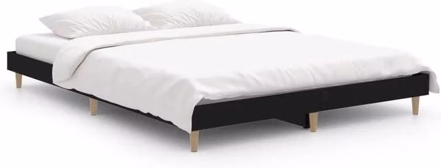 Berkfield Home Black Engineered Wood Bed Frame W: 140 cm, D: 190 cm – 1