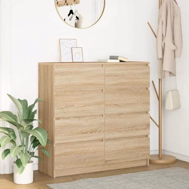 Berkfield Home Sonoma Oak Sideboard in Brown, W/D/H: 100 x 35 x 99 cm
