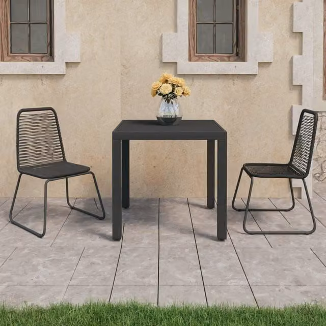 Berkfield Home 3 Piece Garden Dining Set in Black PVC Rattan