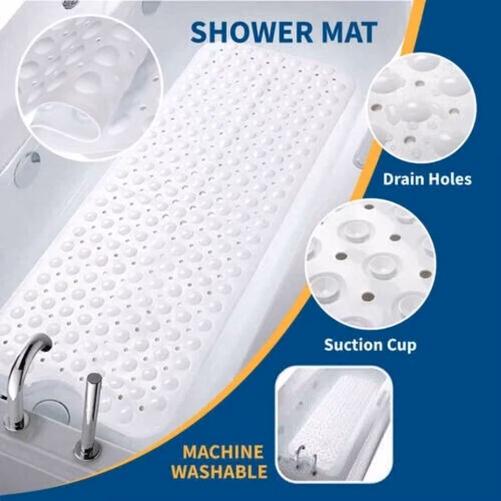 Kelvenix Non-Slip Round Bath Mat in White, Diameter: 100 cm – 4