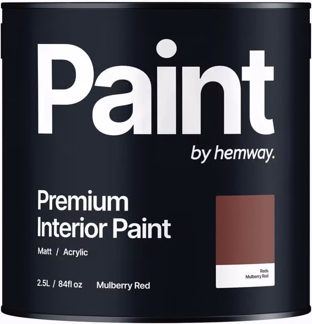 Hemway Matt Acrylic Dispersion Interior Paint, Red, 2.5 l