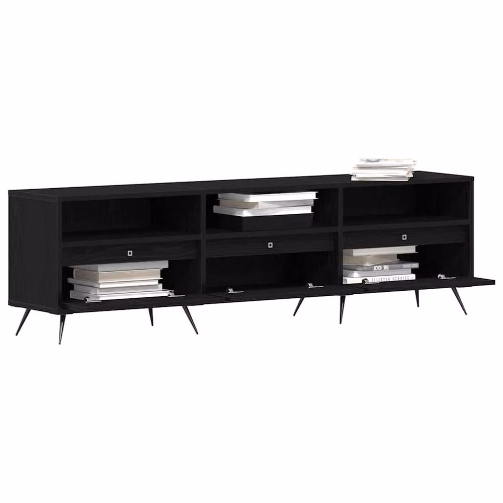 Berkfield Home Modern Matt Black TV Cabinet W: 150 cm, D: 44.5 cm, H: 44.5 cm – 3