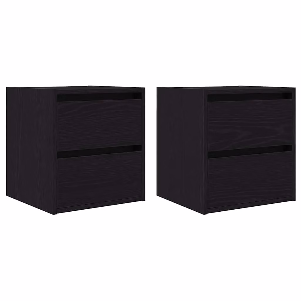 Berkfield Home Wall-mounted Bedside Cabinets, 2 Pack, Black Oak, W: 38 cm, D: 34 cm, H: 40 cm – 2