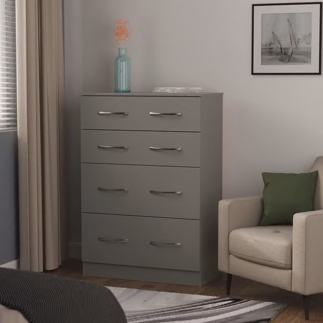 Avon Ready Assembled 4 Drawer Deep Chest in Dusk Grey