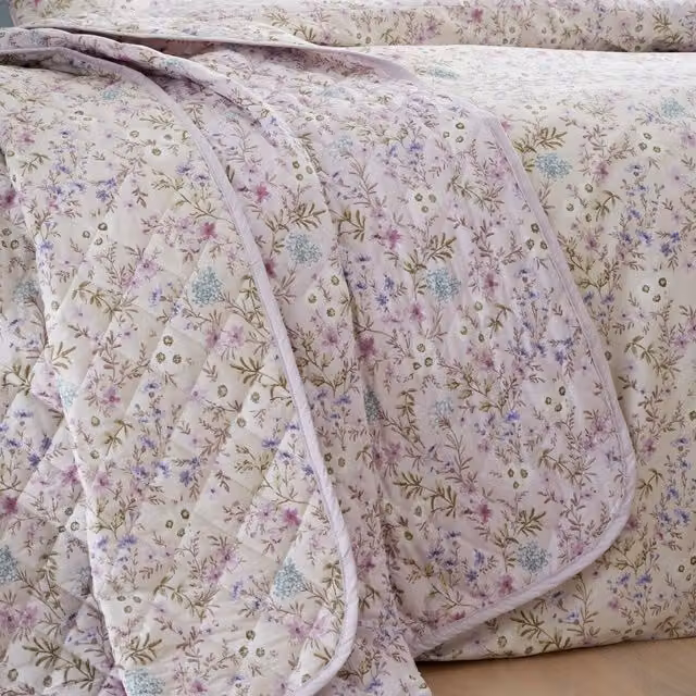 Bianca Ditsy Floral Reversible Cotton Bedspread Set, Lilac, W: 220 cm x L: 230 cm