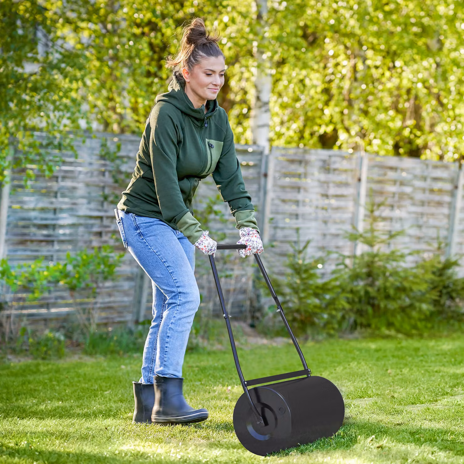 DURHAND Heavy Duty Steel Garden Lawn Roller Drum, Black, 38L Capacity, Diameter: 50 cm – 2