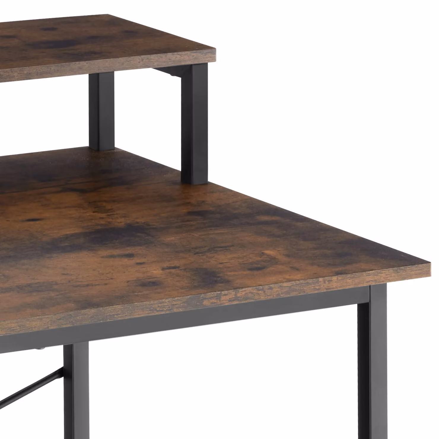 tectake Industrial Computer Desk with Shelving and Fabric Storage Bag in Brown and Black, W: 120 cm, D: 60 cm – 7