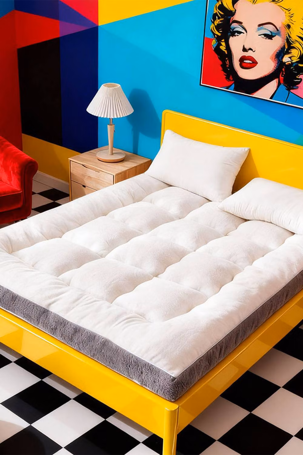 Living and Home Super King Plush Mattress Topper in White, 10 cm Thickness, W/D: 200 x 200 cm – 2