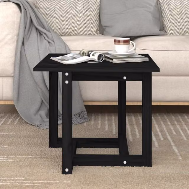 Berkfield Home Black Rustic Square Pine Wood Coffee Table W/D/H: 50 x 50 x 45 cm – 1