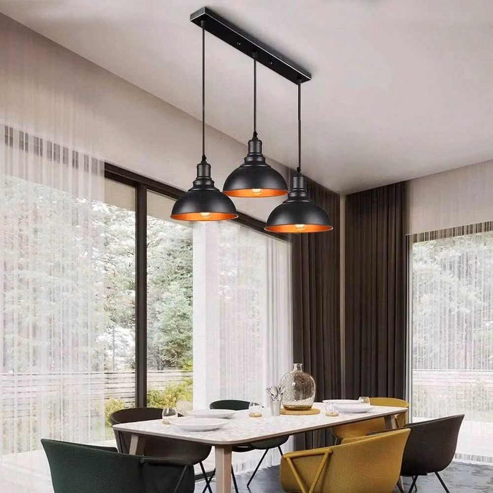 NESTLUNE 3 Drop Cluster Vintage Pendant Ceiling Light in Black Metal – 5