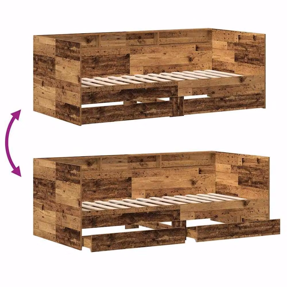 Berkfield Home Elegant Daybed with Drawers in Brown, Engineered Wood, W/D/H: 200 x 90 x 101.5 cm – 5