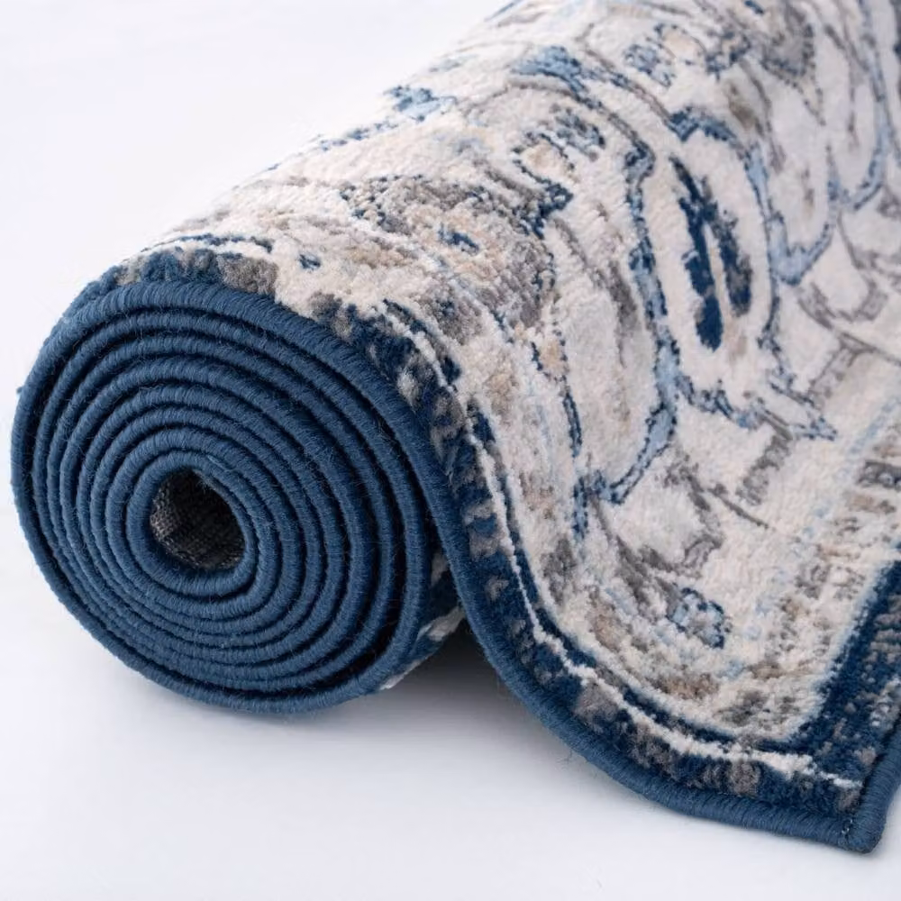 THE RUGS Montana Medallion Navy and Cream Living Room Area Rug, W: 240 cm, D: 340 cm – 4