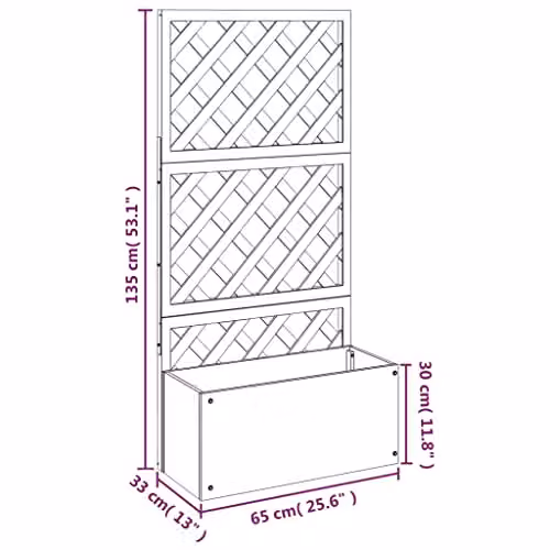 vidaXL Set of 2 Grey WPC Trellis Planters with Tubs, W/D/H: 65 x 33 x 135 cm – 3