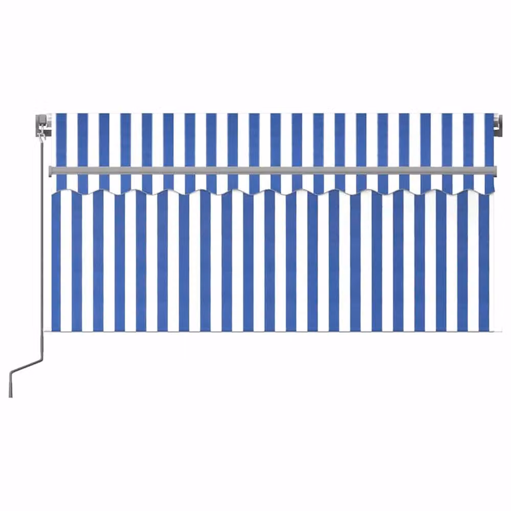 Berkfield Home Manual Retractable Awning with Blind and LED, Blue and White Striped, W: 350 cm, D: 250 cm – 2