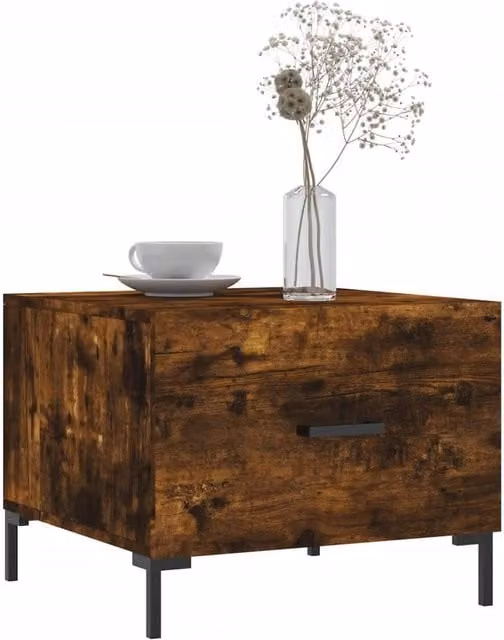 Berkfield Home Set of 2 Decorative Coffee Tables in Smoked Oak Brown, W/D/H: 50 x 50 x 40 cm