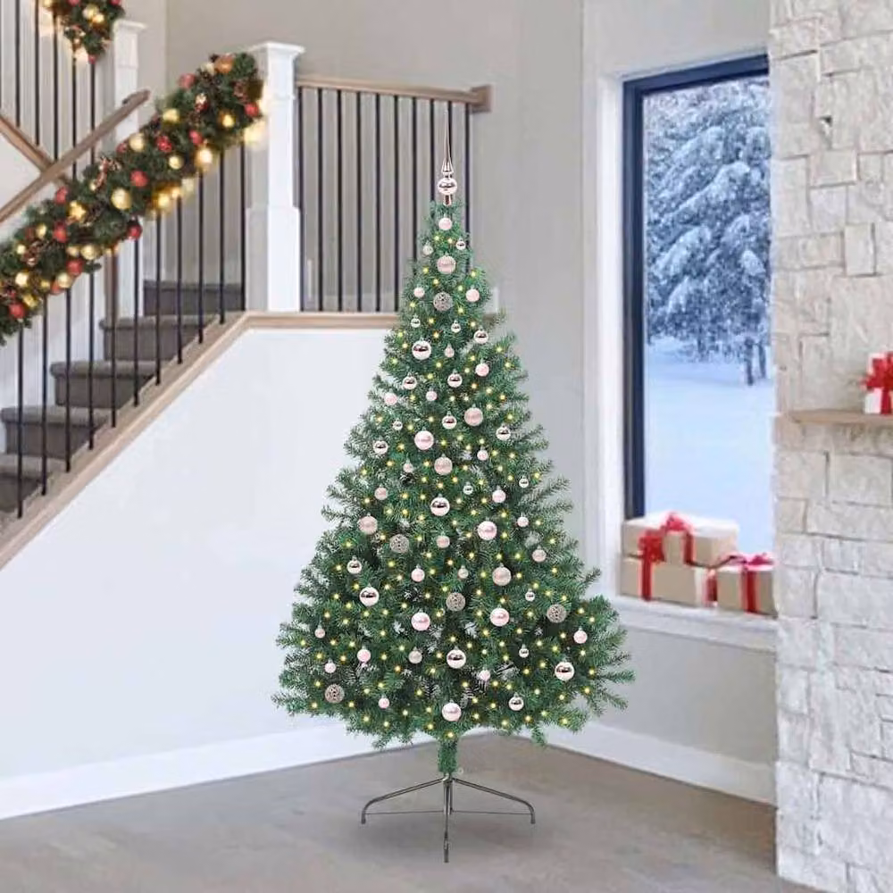 Berkfield Home Beautiful Artificial Pre-lit Christmas Tree in Green, Height: 240 cm – 2