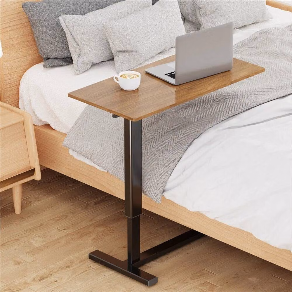 KORVIXA Adjustable Overbed Bedside Table with Mute Wheels, Brown – 2