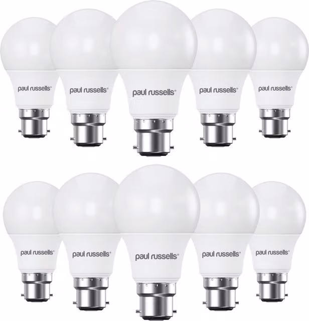 Paul Russells 60W Dimmable LED Globe Bulb, B22, Warm White, Pack of 10