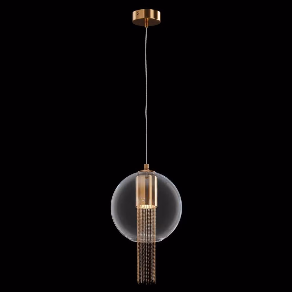 Maytoni Flusso I Modern Slim Suspended Pendant Ceiling Light in Bronze with Transparent Glass Sphere and GU10 Socket – 2