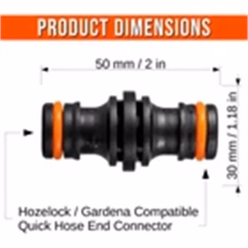 Nordara 6-Way Plastic Garden Hose Quick Coupling Connector in Black, 100 g – 2