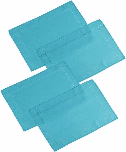 Gr8 Home Set of 4 Teal Polyester Rectangular Placemats