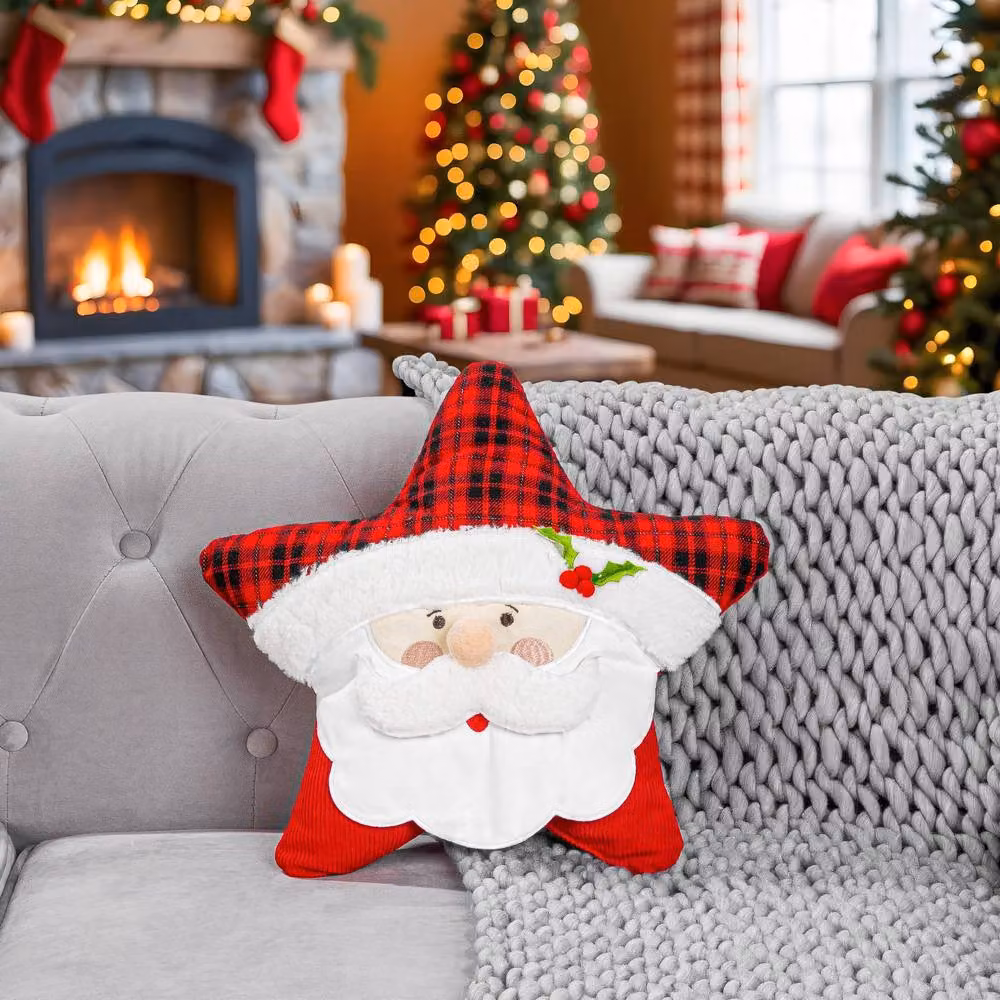 Luxor Living Red Star-Shaped Christmas Cushion, W/D/H: 45 x 45 x 1 cm – 2