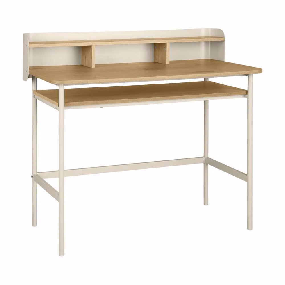 sweeek Modern Writing Desk with 3 Niches in Beige – 2