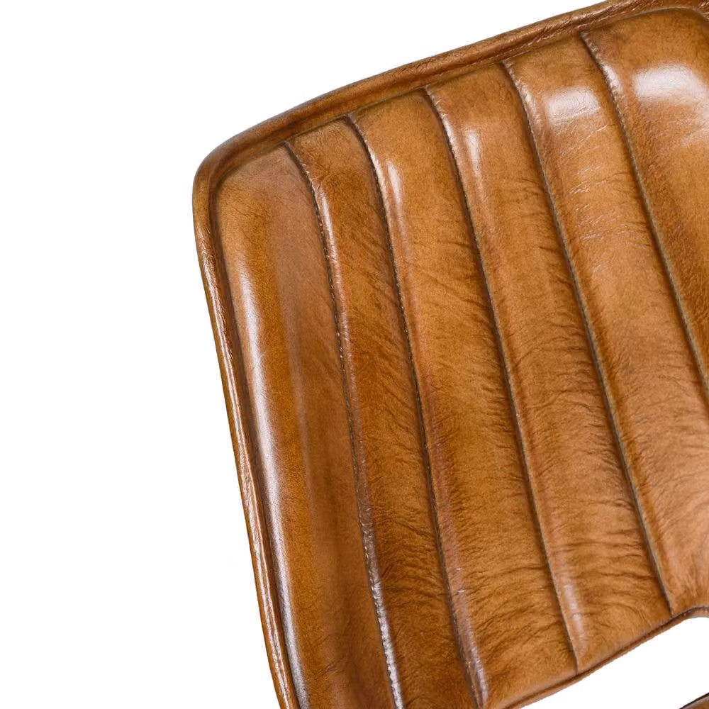 Outsunny Mid-Century Brown Leather Dining Chair with Metal Legs, H 77 cm x W 47 cm x D 55 cm – 5